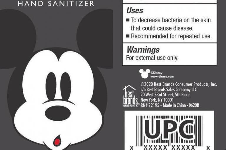 Empresa faz recall de álcool em gel do Mickey e do Baby Yoda nos EUA por substâncias cancerígenas