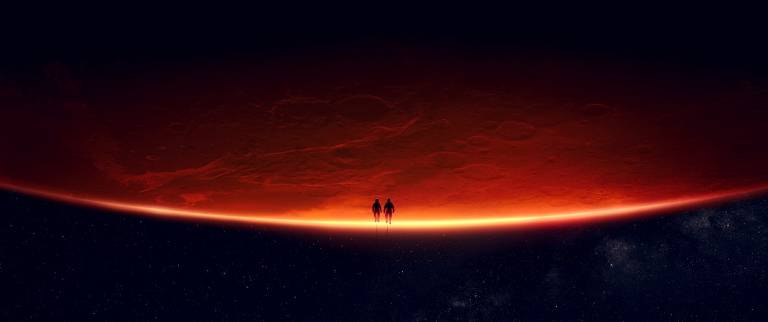 Cena do filme 'Moonshot' (Nossos Sonhos de Marte) com Cole Sprouse e Lana Condor