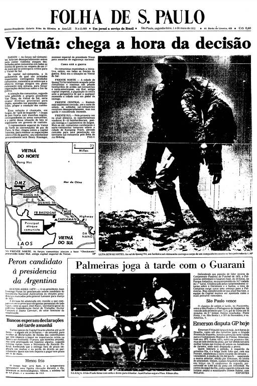Primeira Página da Folha de 1º de maio de 1972