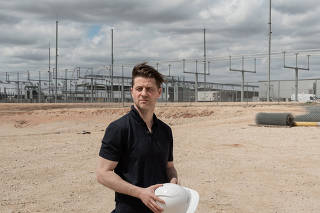 Ben McKenzie, an actor best known for portraying Ryan Atwood on ?The O.C.,? after a tour of Riot Blockchain?s Whinstone crypto mine in Rockdale, Texas, March 14, 2022. (Eli Durst/The New York Times)