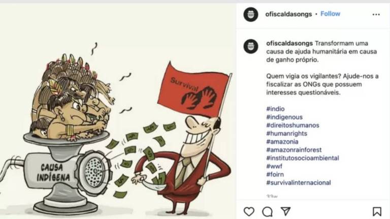 Rede criou um perfil que divulgava conteúdo questionando e criticando a ação de ONGs ambientalistas no Brasil