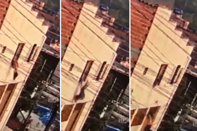 Polícia investiga vídeo em que mulher cai de prédio na Grande SP