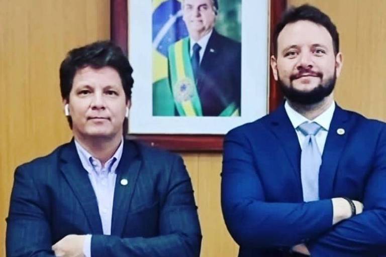 O ex-secretário de Direitos Autorais Felipe Carmona (à dir.) e o ex-secretário da Cultura Mario Frias