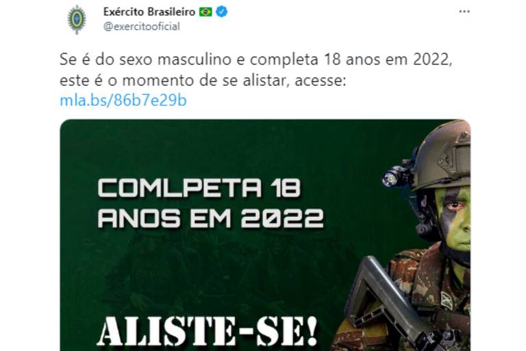 Exército brasileiro erra em post sobre alistamento e internautas não perdoam