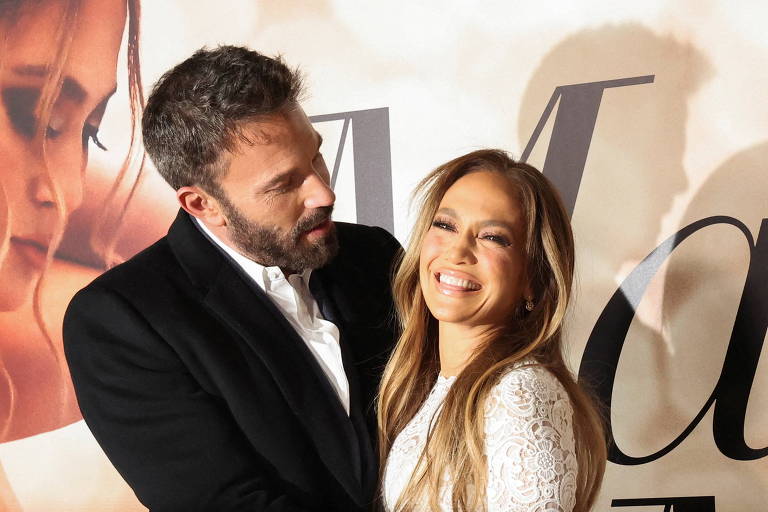 Jennifer Lopez e Ben Affleck em exibição do filme  "Marry Me" no Directors Guild of America em Los Angeles