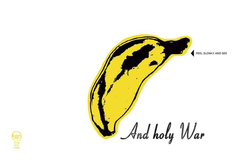 A ilustração de Luciano Salles, publicada na Folha de São no dia 11 de abril de 2022, faz uma releitura da capa do álbum da banda norte-americana Velvet Underground, assinada pelo artista por Andy Warhol. A icônica capa branca com apenas uma imagem de uma banana foi redesenhada com uma pequena banana agora com a curvatura virada para baixo. A frase em inglês PEEL SLOWLY AND SEE foi mantida e fica localizada no canto superior direito, em uma das pontas da banana. O nome do artista ANDY WARHOL, foi reorganizado para formar a frase AND HOLY WAR. Esta frase está localizada no canto inferior direito, na outra ponta da banana