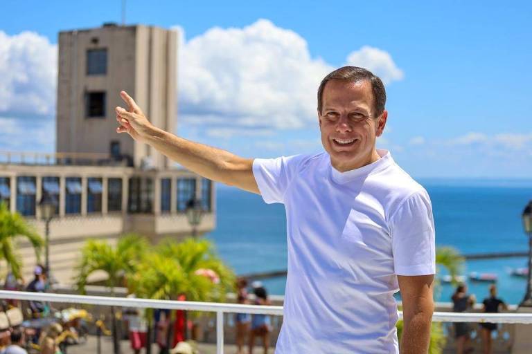 O ex-governador de SP João Doria durante visita à Bahia em pré-campanha na semana passada 