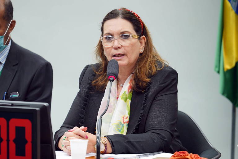 Bolsonarista Bia Kicis durante sessão da CCJ