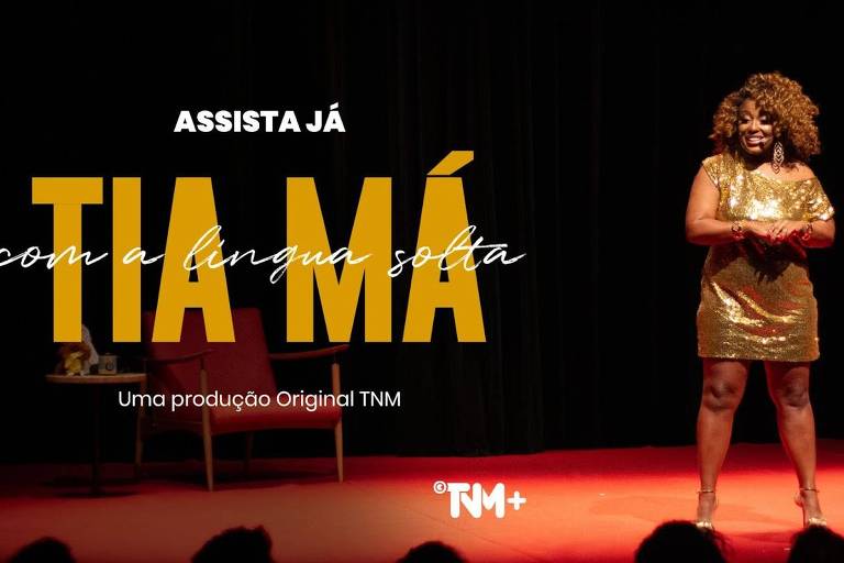 Foto mostra banner de 'Tia Má com a Língua Solta' 