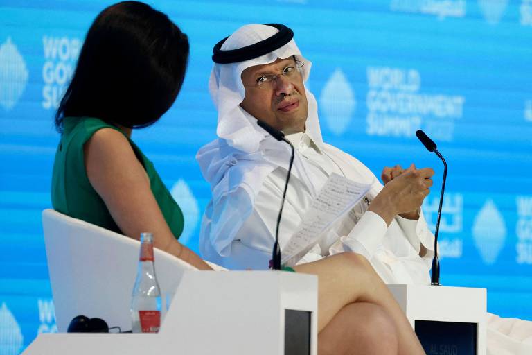 O ministro de Energia da Arábia Saudita, príncipe Abdulaziz bin Salman al-Saud, durante a mesa 'O mundo está preparado para o futuro além do petróleo?' no World Government Summit, em Dubai