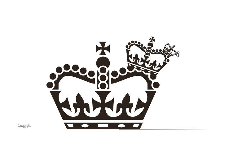 Ilustração de uma coroa com uma coroa menor em cima dela e uma menor em cima das duas.
