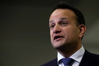 FILE PHOTO: Irish Prime Minister Leo Varadkar speaks at a count centre, during Ireland's national election, in Citywest, near Dublin, Ireland, February 9, 2020