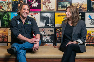 Richard Linklater, left, with Sandra Adair in Austin, Texas, on March 29, 2022. (Sandy Carson/The New York Times)