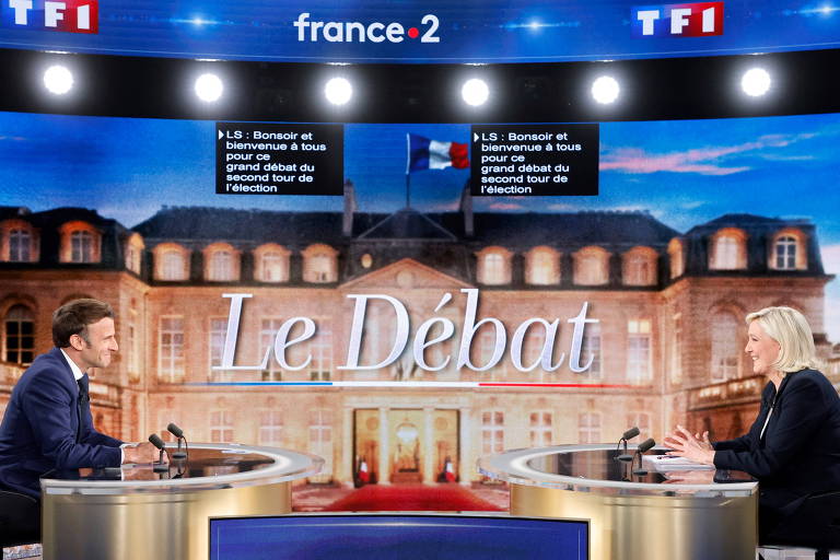 Le Pen depende de Putin, diz Macron em único debate no 2º turno de eleição na França