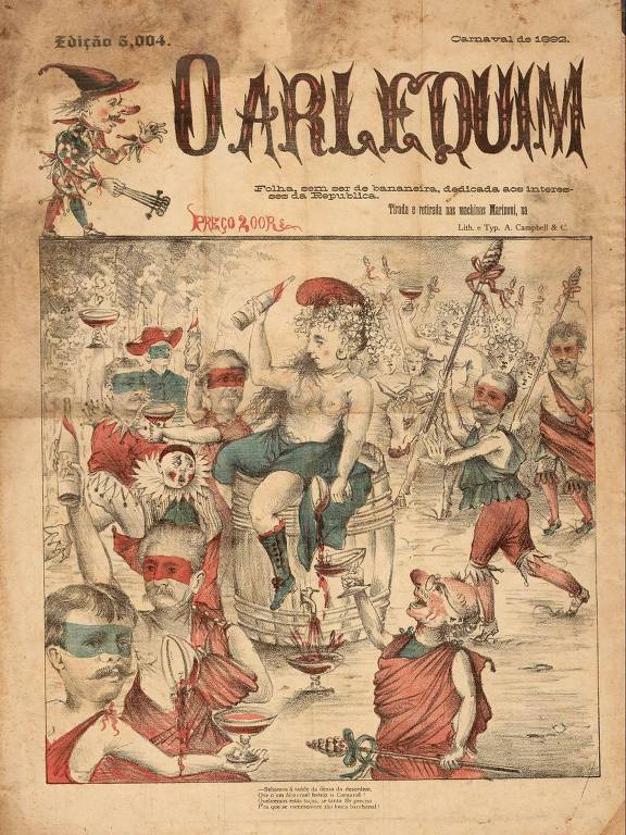 Edição do periódico O Arlequim durante o Carnaval de 1892