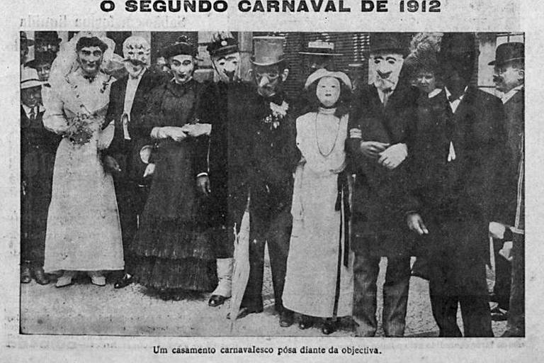 Foliões aproveitam o Carnaval extra de 1912 no Rio de Janeiro