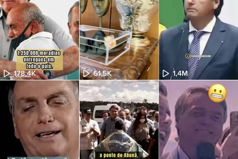 Vídeos postados no perfil oficial de Bolsonaro no TikTok