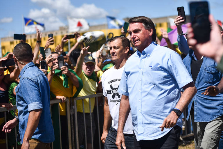 O presidente Jair Bolsonaro em ato contra o Supremo na Esplanada
