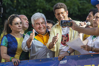 Ex Ministros Marcos Pontes e Ricardo Salles participam da manifestacao de  1¼ de maio  (dia do Trabalho) de apoiiadores ao Governo Bolsonaro   na Av Paulista