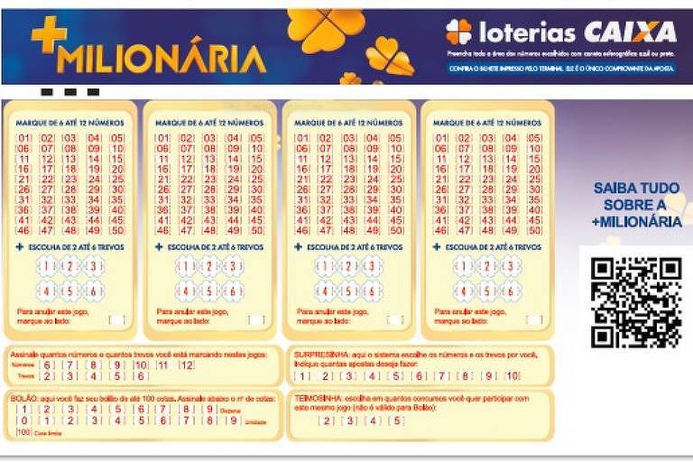 Boleto da loteria +Milionária, a primeira a ter premiação mínima de R$ 10 milhões
