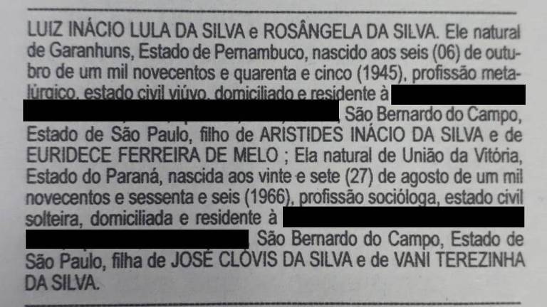 Casamento de Lula e Janja é divulgado em jornal do ABC