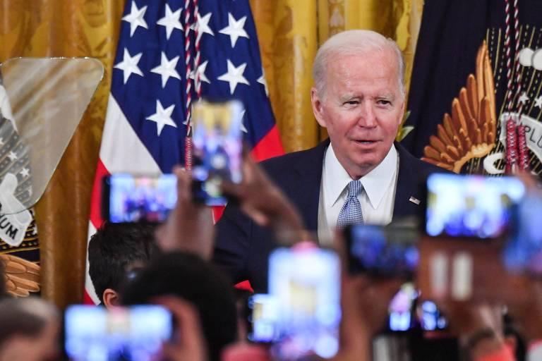 O presidente americano, Joe Biden, em evento na Casa Branca nesta segunda-feira (2) 