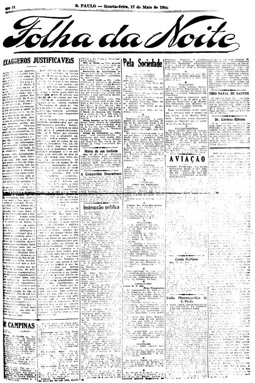 Primeira Página da Folha da Noite de 17 de maio de 1922