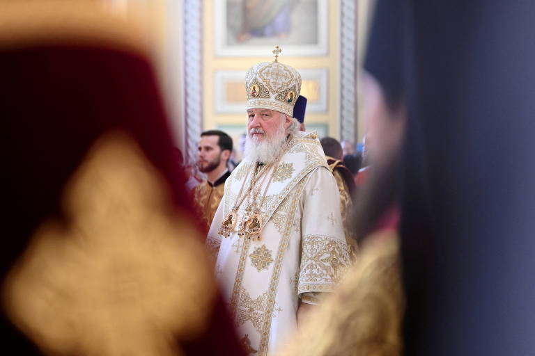 O patriarca Cirilo, chefe da Igreja Ortodoxa, em Rostov-on-Don, na Rússia