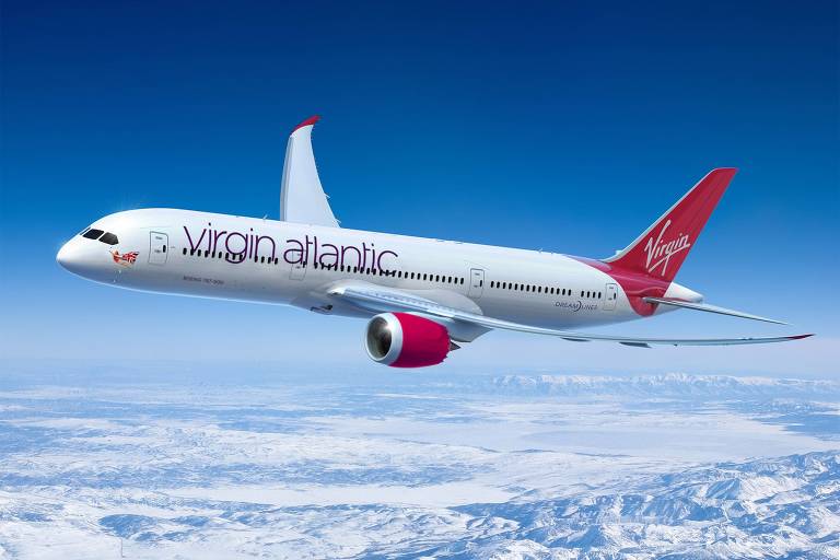Boeing 787-9 Dreamliner da Virgin Atlantic, que será usado no voo São Paulo-Londres