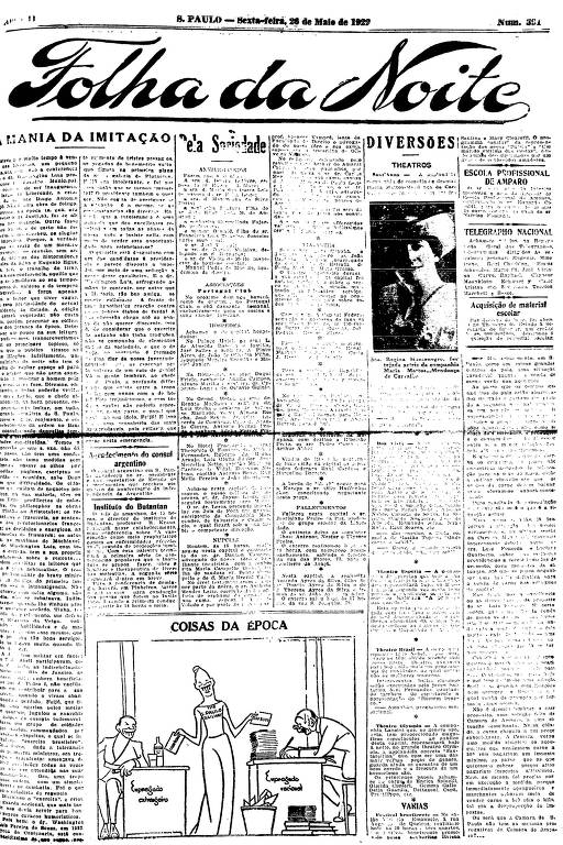 Primeira Página da Folha da Noite de 26 de maio de 1922