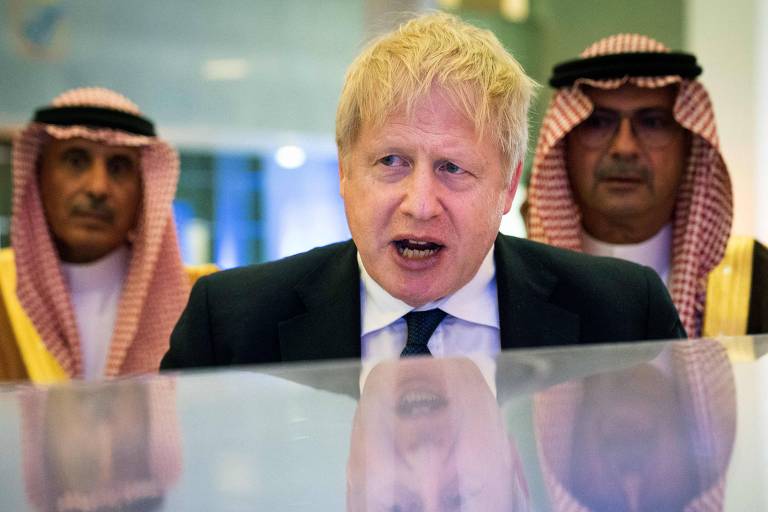 Primeiro-ministro britânico Boris Johnson em viagem à Arábia Saudita