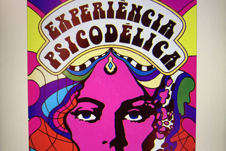 Capa de livro em cores vivas mostra cabeça de estilo oriental e o título "A Experiência Psicodélica"