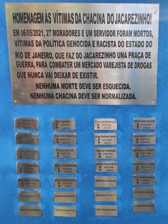 Memorial em homenagem aos 28 mortos na favela do Jacarezinho