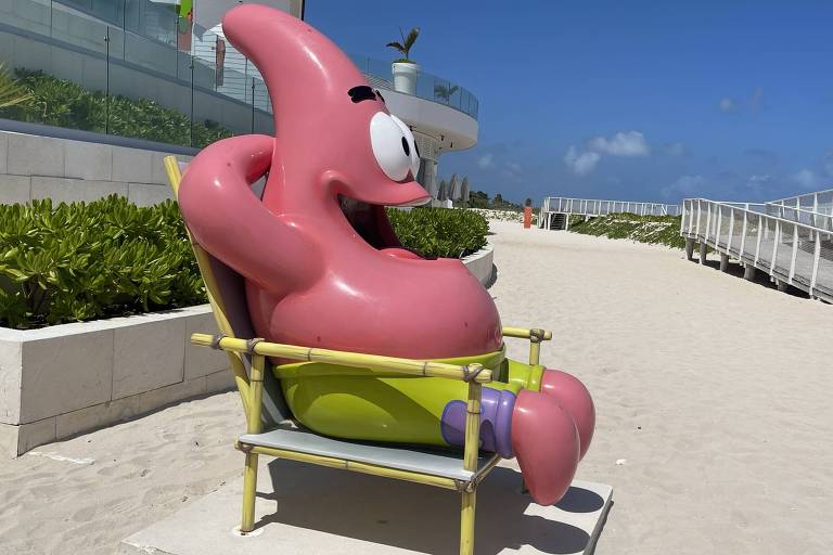 A estrela-do-mar Patrick, melhor amigo do Bob Esponja, no  Nickelodeon Hotels & Resorts Riviera Maya