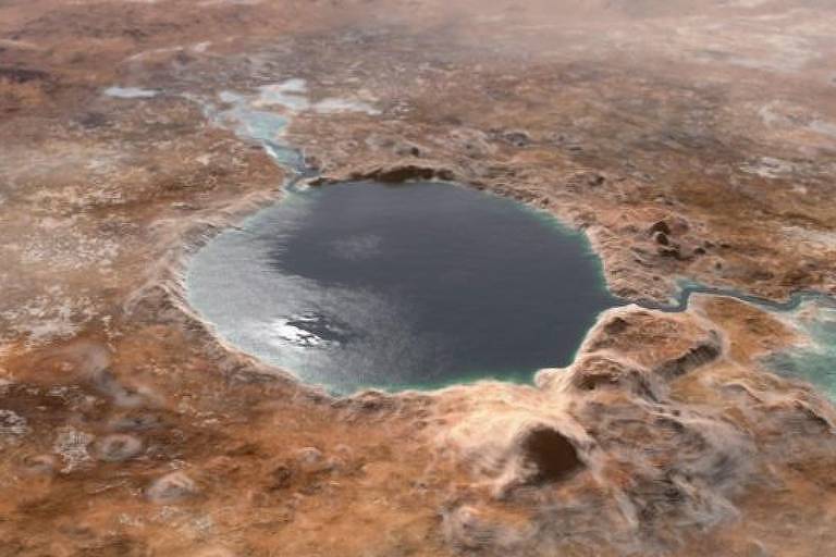 Imagem ilustrativa mostra uma cratera vista de cima