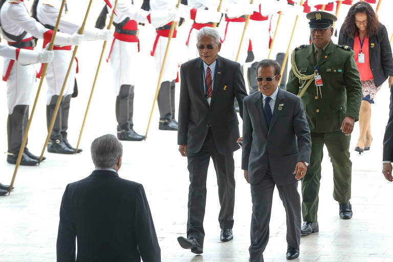 O então presidente do Brasil, Michel Temer, recebe Taur Matan Ruak, então líder do Timor Leste e hoje premiê do país, no Palácio do Planalto