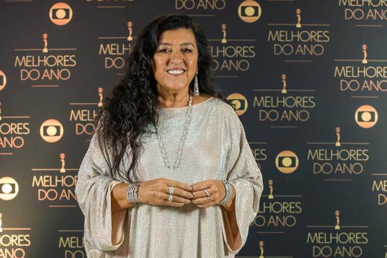 Regina Casé na gravação dos Melhores do Ano do Domingão, nos Estúdios Globo