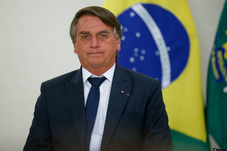 O presidente Jair Bolsonaro em cerimônia no Planalto