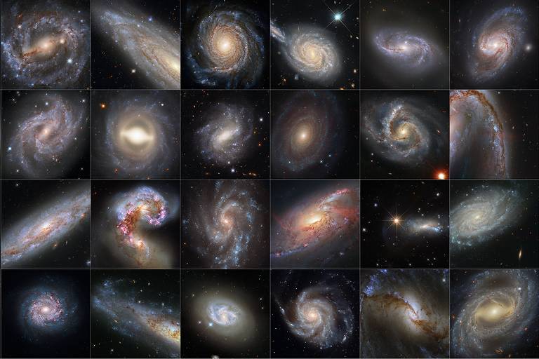 Coleção de galáxias observadas pelo Hubble para a medição da taxa de expansão do Universo