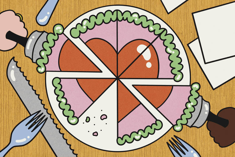 Ilustração de pizza com um coração no meio