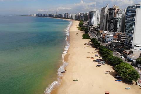 VILA VELHA, ES,   Vista da orla da Praia da Costa e Itapuã, em Vila Velha (ES). (Foto:Everton Thiago/Secom PMVV )
