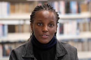 Climate activist Vanessa Nakate from Uganda speaks an interview in Davos