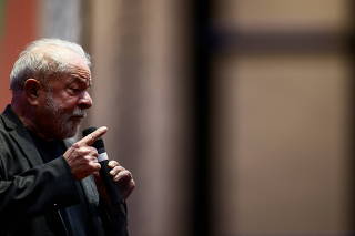 Brazil's former President Lula speaks in Sao Paulo