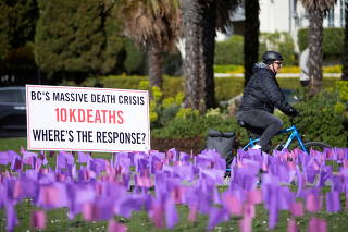 FILE PHOTO: Protest demanding the legalization and regulation of safe alternatives to toxic street drugs  in Vancouver