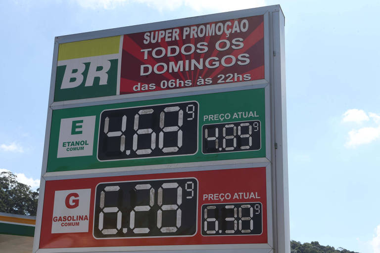 Tabela de preço em posto de combustível