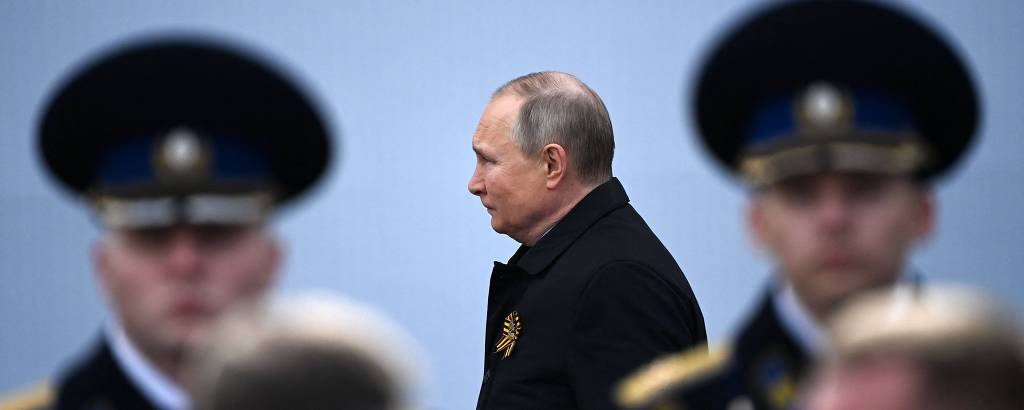 O presidente da Rússia, Vladimir Putin, durante as celebrações do Dia da Vitória, em Moscou