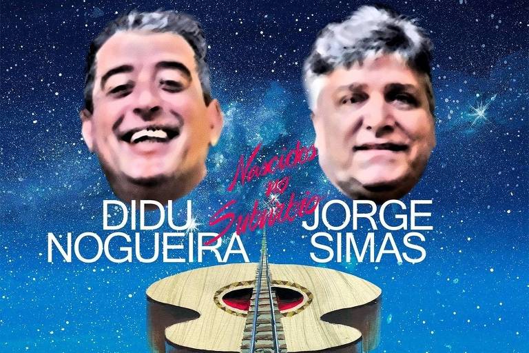Em foto colorida, a capa do álbum 'Nascidos no Subúrbio' traz Didu Nogueira e Jorge Simas, além de um violão e