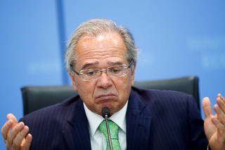 Brazil's Economy Minister Guedes attends the launch ceremony of a government panel to monitor investments, in Brasilia