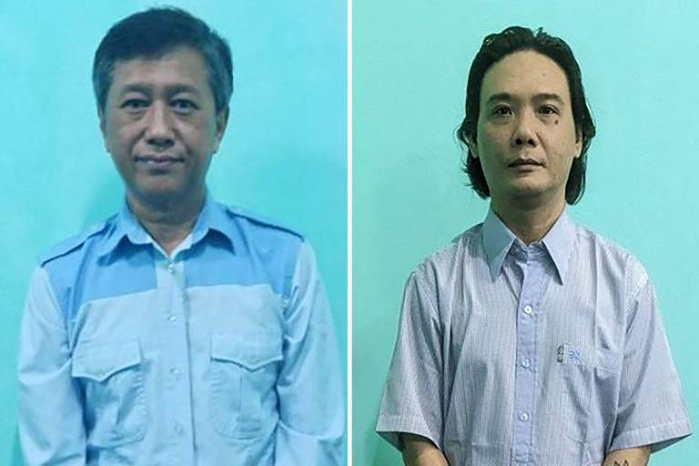 Montagem com fotografias do ativista Kyaw Min Yu (à esq.) e do ex-deputado Phyo Zeya Thaw, que foram condenados à morte