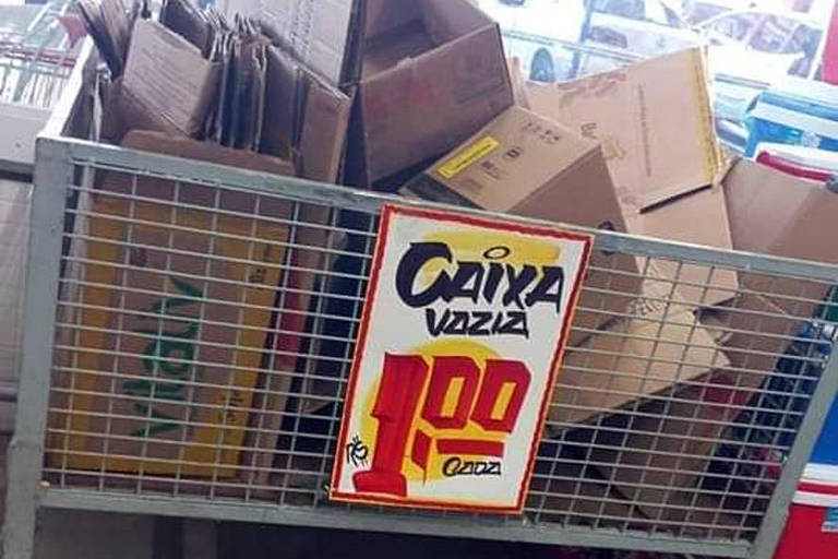Supermercado do Pará cobra R$ 1 por caixa de papelão e foto viraliza nas redes sociais